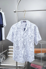 Louis Vuitton LV Shirt Classic Vintage Floral Print All Over logo Shijia Turn-down Collar Short Sleeve Shirt Unisex Versatile Business Casual Slim Fit Jacket