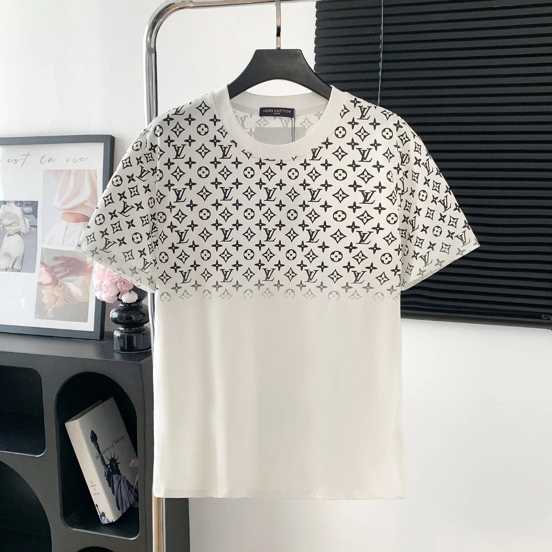 Louis Vuitton LV T-shirt Half-body Full Print Letter Jacquard logo round Neck Short Sleeve25ss New Pure Cotton Unisex Style T T-shirt OS Loose Fit Base Shirt Top Half Sleeve T-Shirt