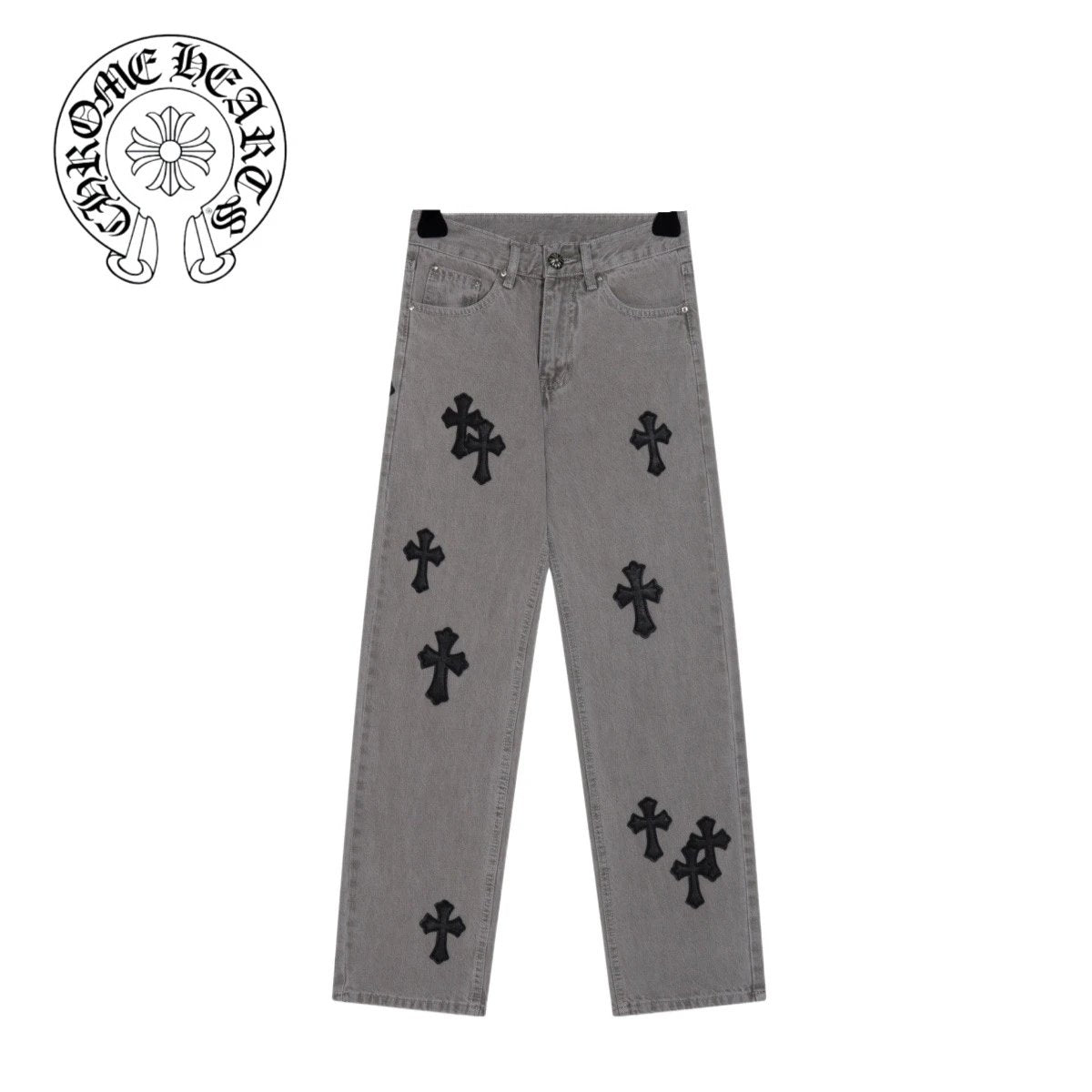 Chrome Hearts Jeans Veneer logo25ss Spring Summer New Straight Loose Slim Fit Jeans Unisex Long Pants