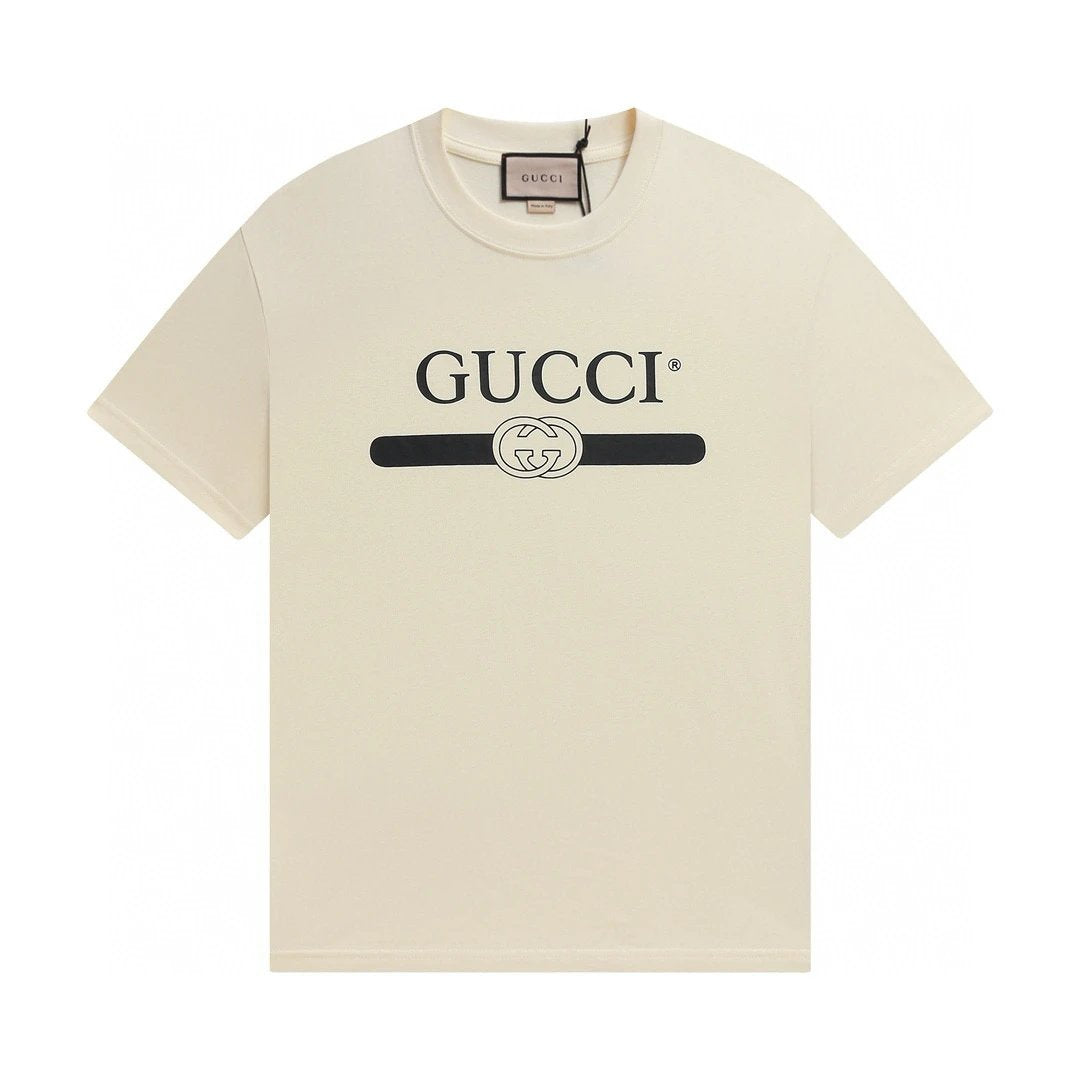 Gucci T-shirt Simple Letter Print on Chest logo round Neck Short Sleeve25ss New Pure Cotton Unisex Style T T-shirt OS Loose Fit Base Shirt Half Sleeve T-Shirt Top Half Sleeve