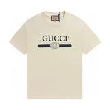 Gucci T-shirt Simple Letter Print on Chest logo round Neck Short Sleeve25ss New Pure Cotton Unisex Style T T-shirt OS Loose Fit Base Shirt Half Sleeve T-Shirt Top Half Sleeve