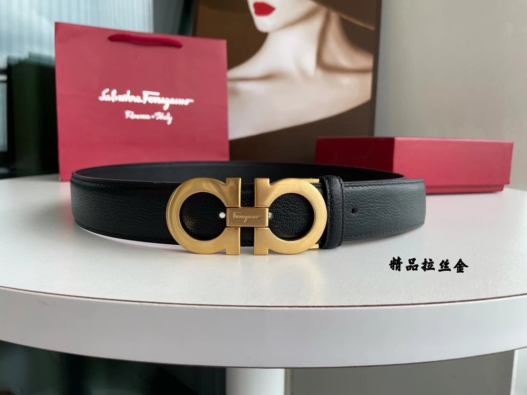 Ferragamo Belt Top version 【Full Package】Belt Width for Men and Women3.5cm with Chip nfc Anti-Counterfeiting Quality Counter Full Set of Packaging Italian Double-Sided Cowhide