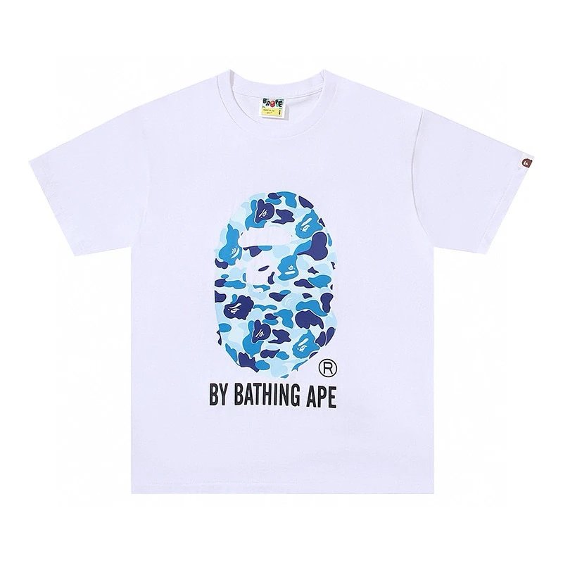 Bape T-shirt Top Version Fashion Brand Small Icon Embroidered Men's and Women's Short Sleeve T T-shirt Couple Cotton Printed round Neck Half Sleeve