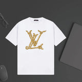Louis Vuitton LV T-shirt Chest Rope Letter Print logo round Neck Short Sleeve25ss New pure cotton T Unisex T-Shirt OS Loose Fit Base Shirt Top Half Sleeve T-Shirt