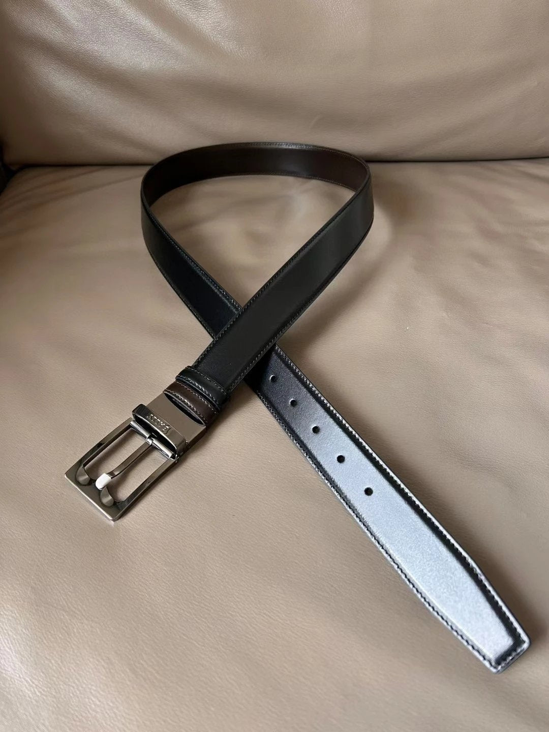 Bally Belt Top version Original Single Belt Counter New Men's Double-Sided Casual Business Belt Wide3.4cm Double-Sided Head Layer Cowhide Belt First Layer Cow Leather Belt Men and Women Business Casual Belt Belt Men's Leather Belt