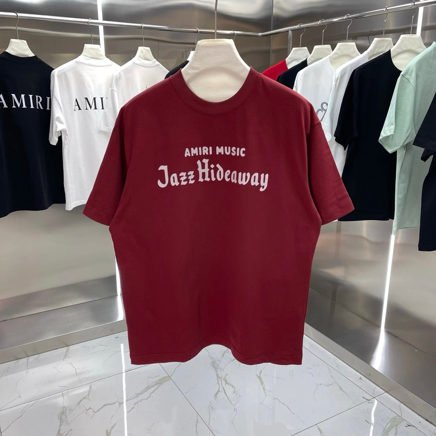Amiri T-shirt Chest Letter Print logo round Neck Short Sleeve25ss New Pure Cotton Unisex Style T Casual T-Shirt Base Layer Shirt OS Loose Fit Half Sleeve Top Plus Size
