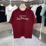 Amiri T-shirt Chest Letter Print logo round Neck Short Sleeve25ss New Pure Cotton Unisex Style T Casual T-Shirt Base Layer Shirt OS Loose Fit Half Sleeve Top Plus Size