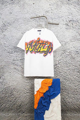 Louis Vuitton LV T-shirt Flame Graffiti Letters on the Chest logo round Neck Short Sleeve25ss New Pure Cotton Unisex Style T T-shirt OS Loose Fit Base Shirt Half Sleeve T-Shirt Top Half Sleeve
