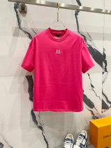 Balenciaga T-shirt Collaboration Brand Small Letters LOGO Embroidered Logo Crew Neck Short Sleeve Pure Cotton Unisex T T-shirt OS Loose Fit T-Shirt Casual Simple Base Shirt
