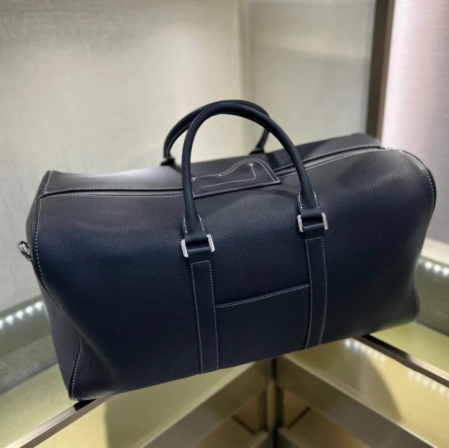 Dior Travel Bag Top version Original Leather Surrogate Shopping2022New Lingot50Handbag Saddle Handbag tote Bag Travel Bag Travel Bag Large Capacity Bag Fitness Men's and Women's Bags Full Leather Black Cattle Leather Bag