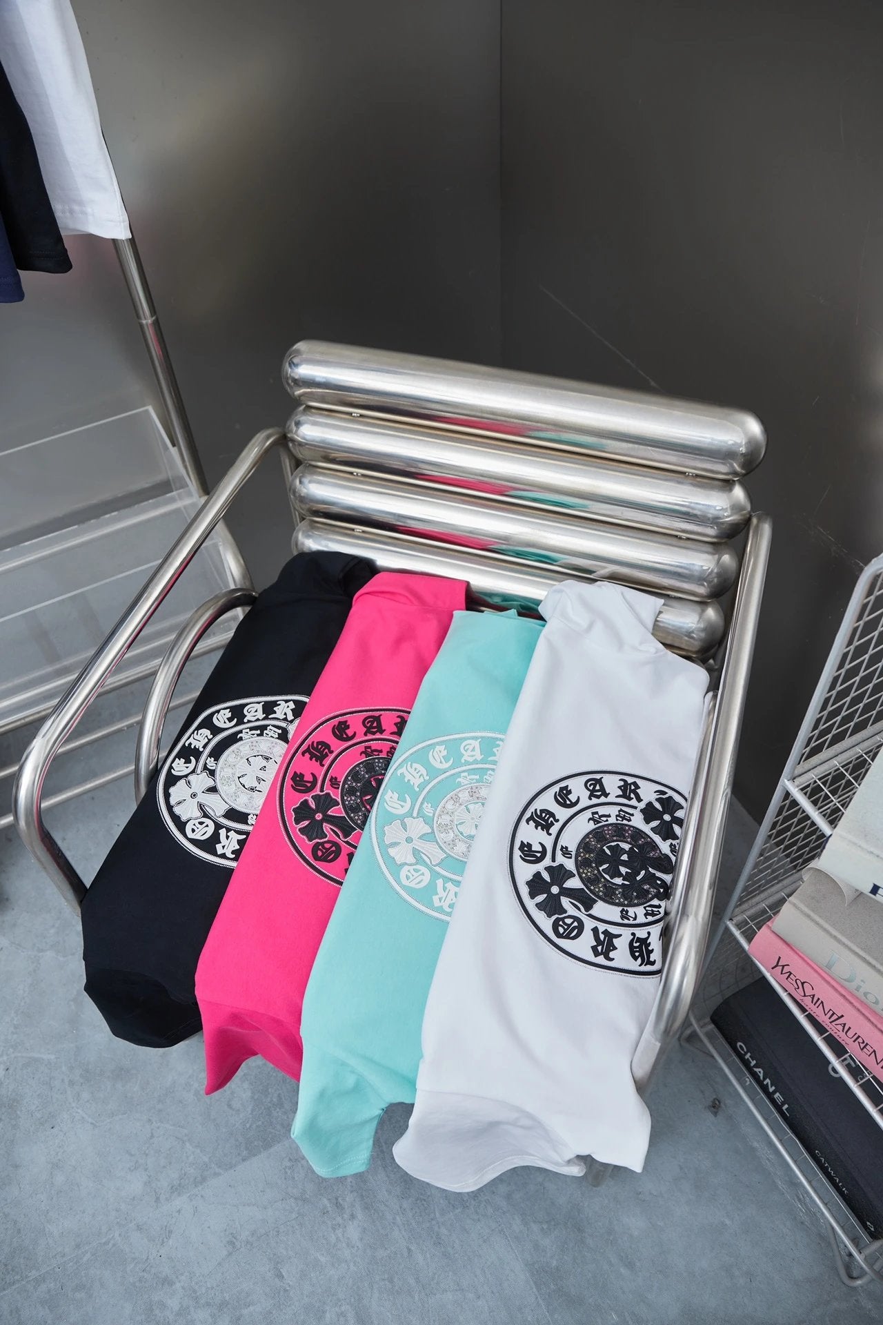 Chrome Hearts T-shirt Sanskrit Script Print logo round Neck Short Sleeve25ss New pure cotton T Unisex T-Shirt OS Loose Fit Base Shirt Top Half Sleeve T-Shirt