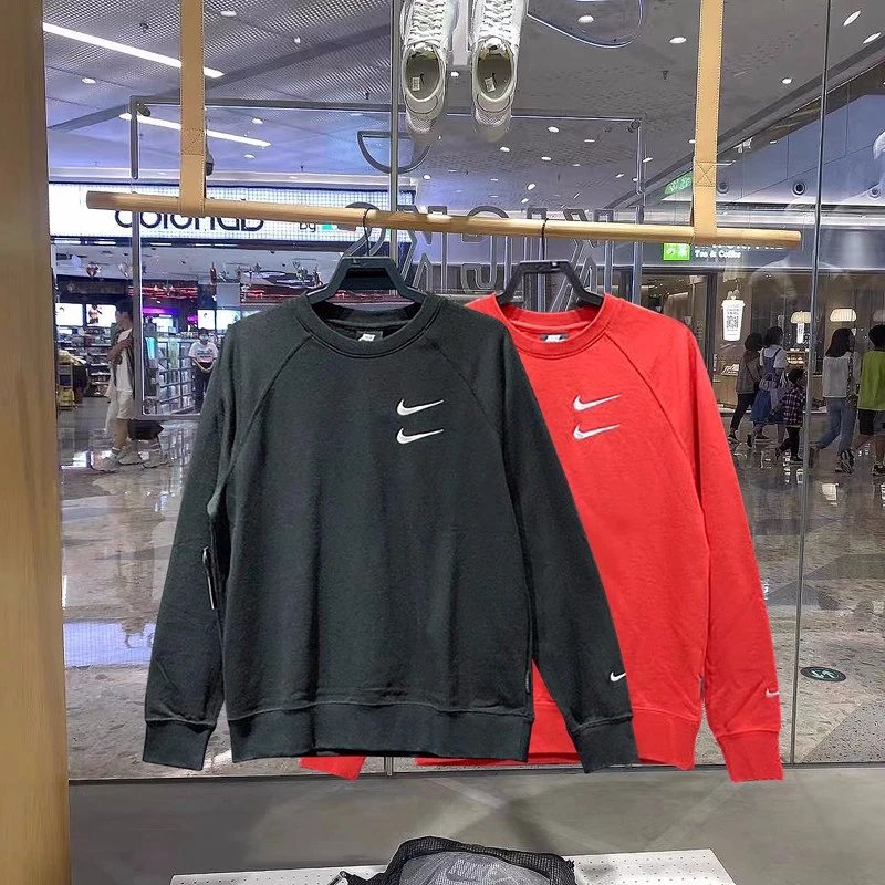 Nike Nike Men's and Women's Loose Sports and Leisure Breathable Pullover Terry Sweater Fashion Double Hook Printed round Neck Long Sleeve