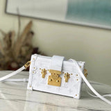 Louis Vuitton LV Women's Bag Top version 2022New Ladies PetiteMalle White Full Leather Embroidery logo Hard Box Bag M20847Men's and women's bags M21462d Denim Black Blue Denim45554Retro patterns M57817