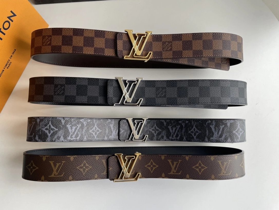 Louis Vuitton LV Belt Top version 【Counter Quality】The Most New Belt4.0cm Men's Belt Metal Buckle Men's Leather Belt with Classic Presbyopic Checkered Belt with Genuine Goods Packaging No Problem in and out of the Counter Versatile Casual Fashion Formal W