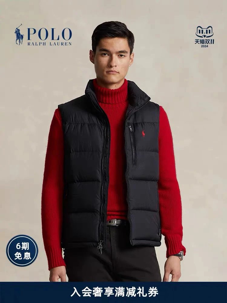 Ralph Lauren Down jacket Top Version Casual Men Embroidered Stand Collar Duck down Vest Windproof and Waterproof RL No Rest down Jacket