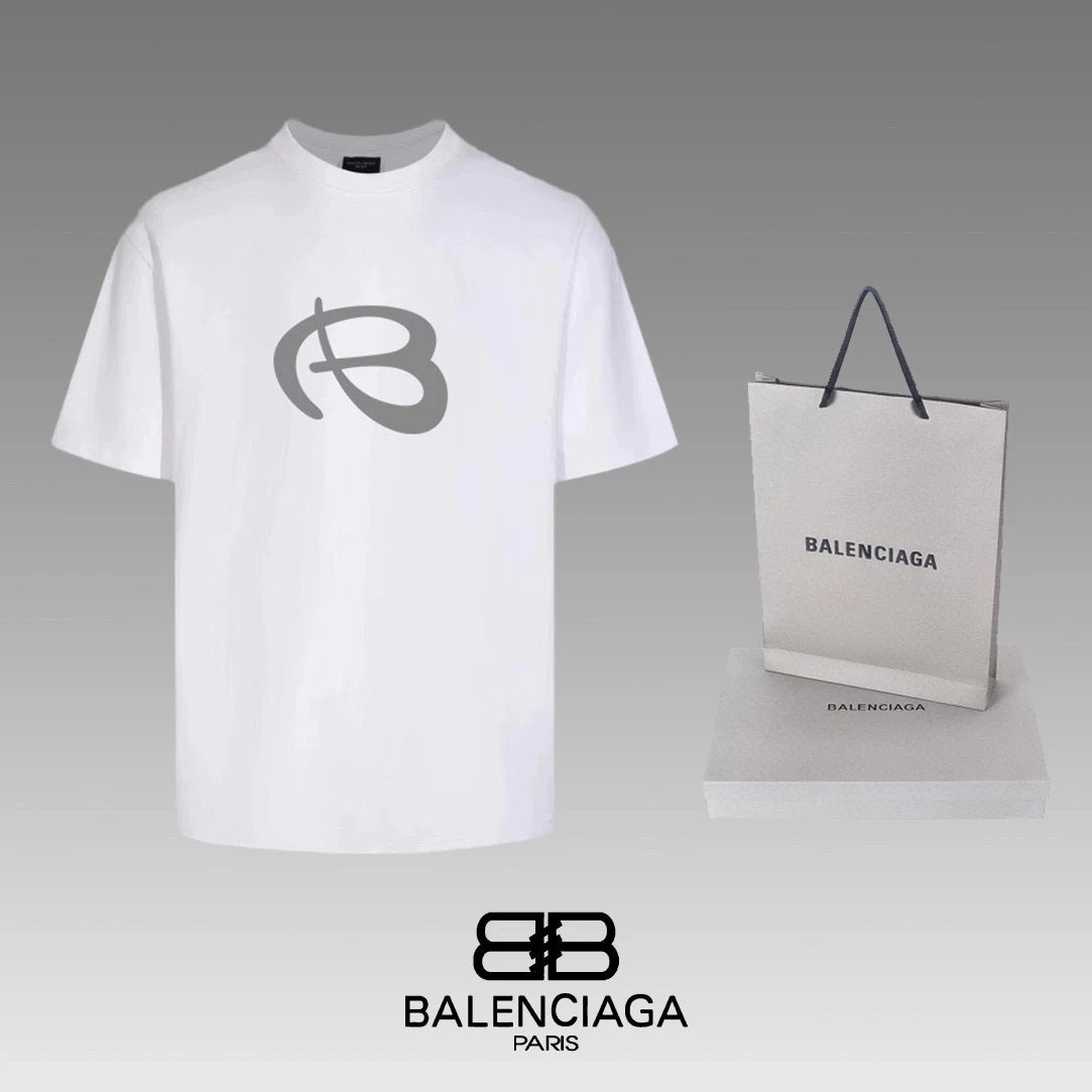 Balenciaga T-shirt Unique chest design B Letter Printing logo round Neck Short Sleeve25ss New pure cotton T Unisex T-Shirt OS Drop Shoulder Loose Fit Base Shirt Top T-Shirt Short Sleeve