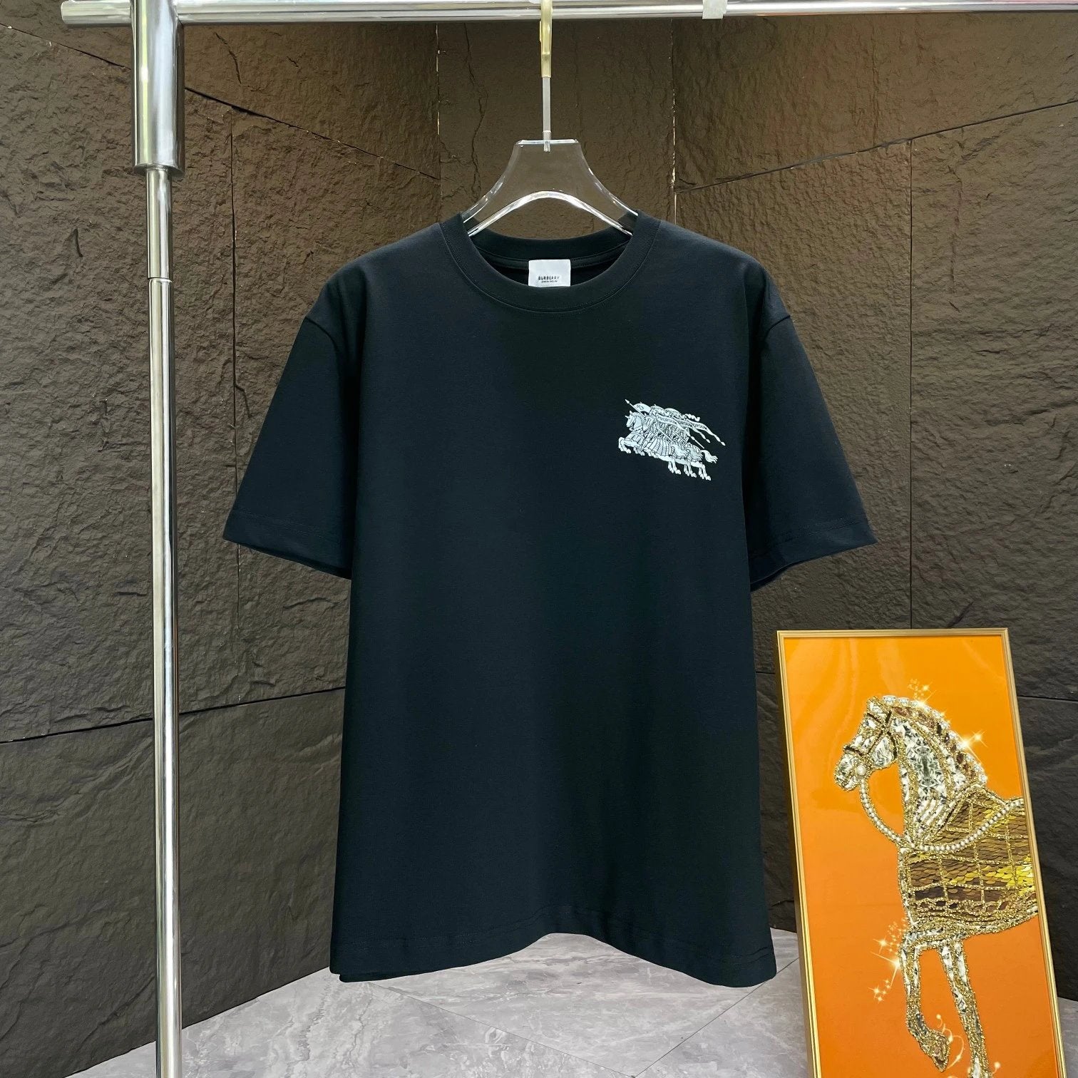 Burberry T-shirt Backside Overlapping Print logo round Neck Short Sleeve25ss New Pure Cotton Unisex Style T T-shirt OS Loose Fit Base Shirt Half Sleeve T-Shirt Top Half Sleeve