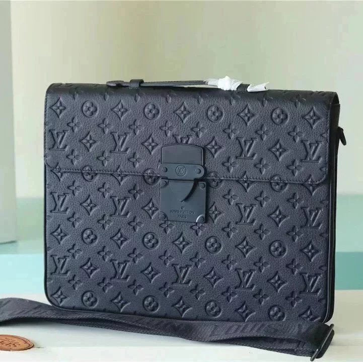 Louis Vuitton LV briefcase Top version 2022Latest slock Men's Handbag Black Flower Briefcase Business Shoulder Bag Messenger Bag Men's Bag Laptop Bag File Bag M20835