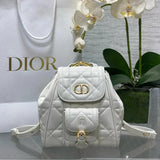 Dior Travel Bag Top version 【Surrogate Shopping Grade Original Leather Matching Leather】Synchronous Packaging24Autumn and Winter New Caro Backpack Rattan Plaid Women's Schoolbag Frog Backpack Women's Handbag Backpack mini Schoolbag Backpack Women's Bag