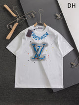 Louis Vuitton LV T-shirt 25ss New Pure Cotton Unisex Style T T-shirt OS Loose Fit Base Shirt Top Half Sleeve T-Shirt