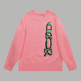 Dior Sweater Early Spring Round Neck Knitted Sweater Long Sleeve Pullover Unisex Thickened Top Versatile Casual Coat Lazy Style OS Loose fit