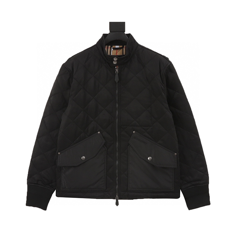 Burberry Jackets 24Fw Diamond Quilted Stand Collar Jacket Cotton Coat Jacket Men and Women Same Style