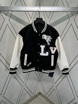 Louis Vuitton LV Jackets Encounter Fun Signs logo Black and White Color Block Short Jacket with Towel Embroidery American Style Letters Unisex Street Cotton Padded Jacket