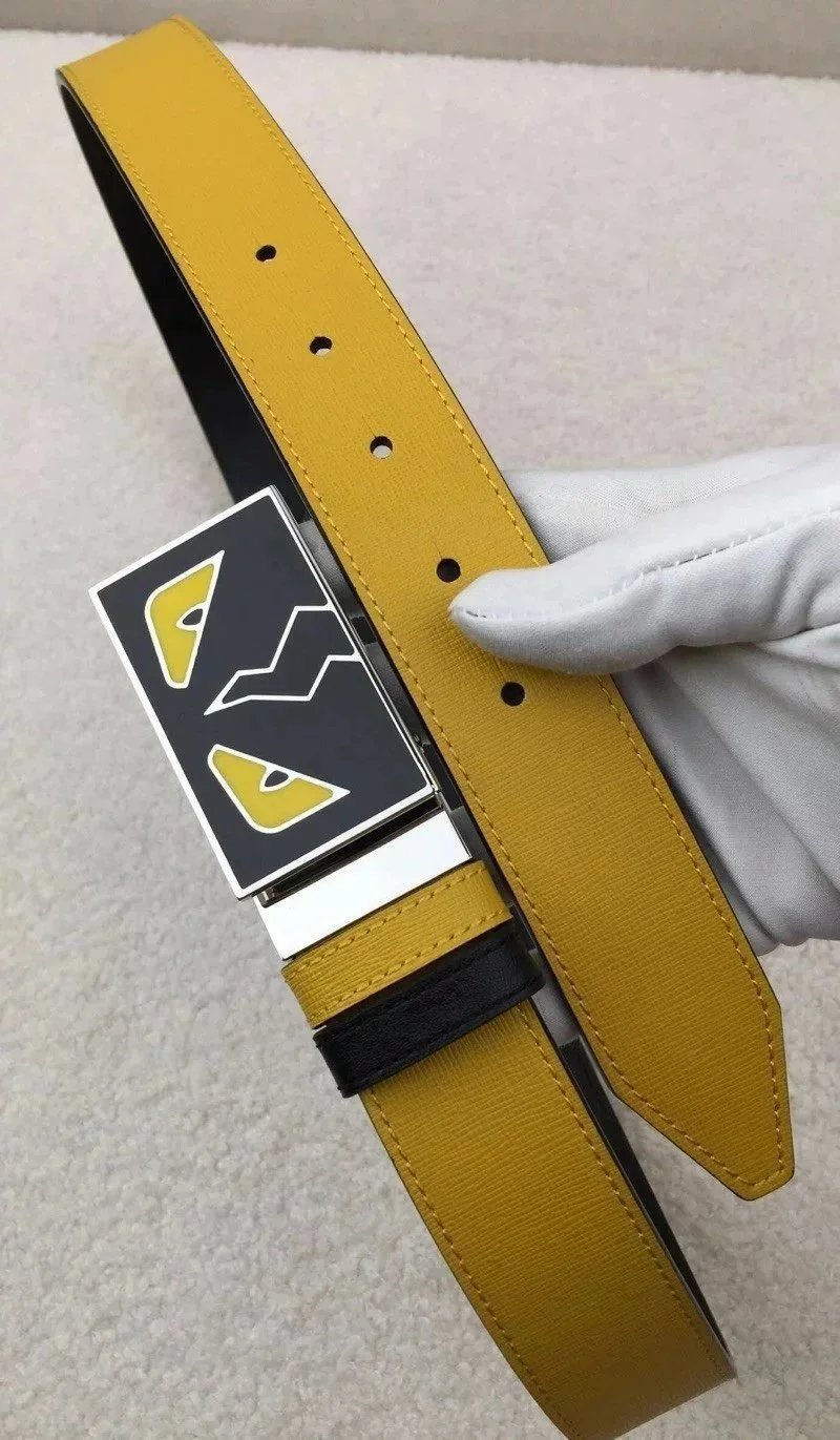 FENDI Belt Top version Men's and Women's Italian Imported Leather Belt Cowhide All-Match Little Monster Series Genuine Leather Belt