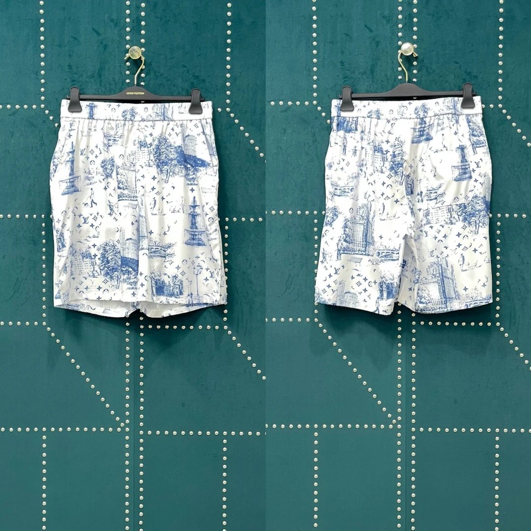 Louis Vuitton LV Shorts Full-body Street Stroll Print logo Five-point Shorts25ss New Drawstring Casual5Two-Piece Casual Sweatpants Summer Pants Unisex Pure Cotton Sweatpants