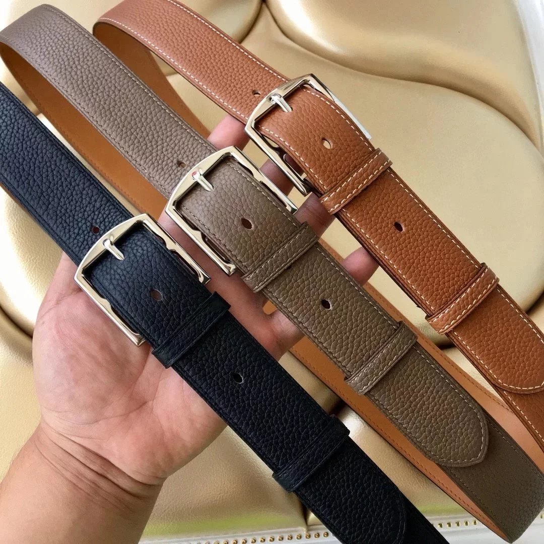 Hermes Belt Top version Belt Counter Synchronization Togo Leather3.5Men's Leather Belt First Layer Cowhide Pants Belt
