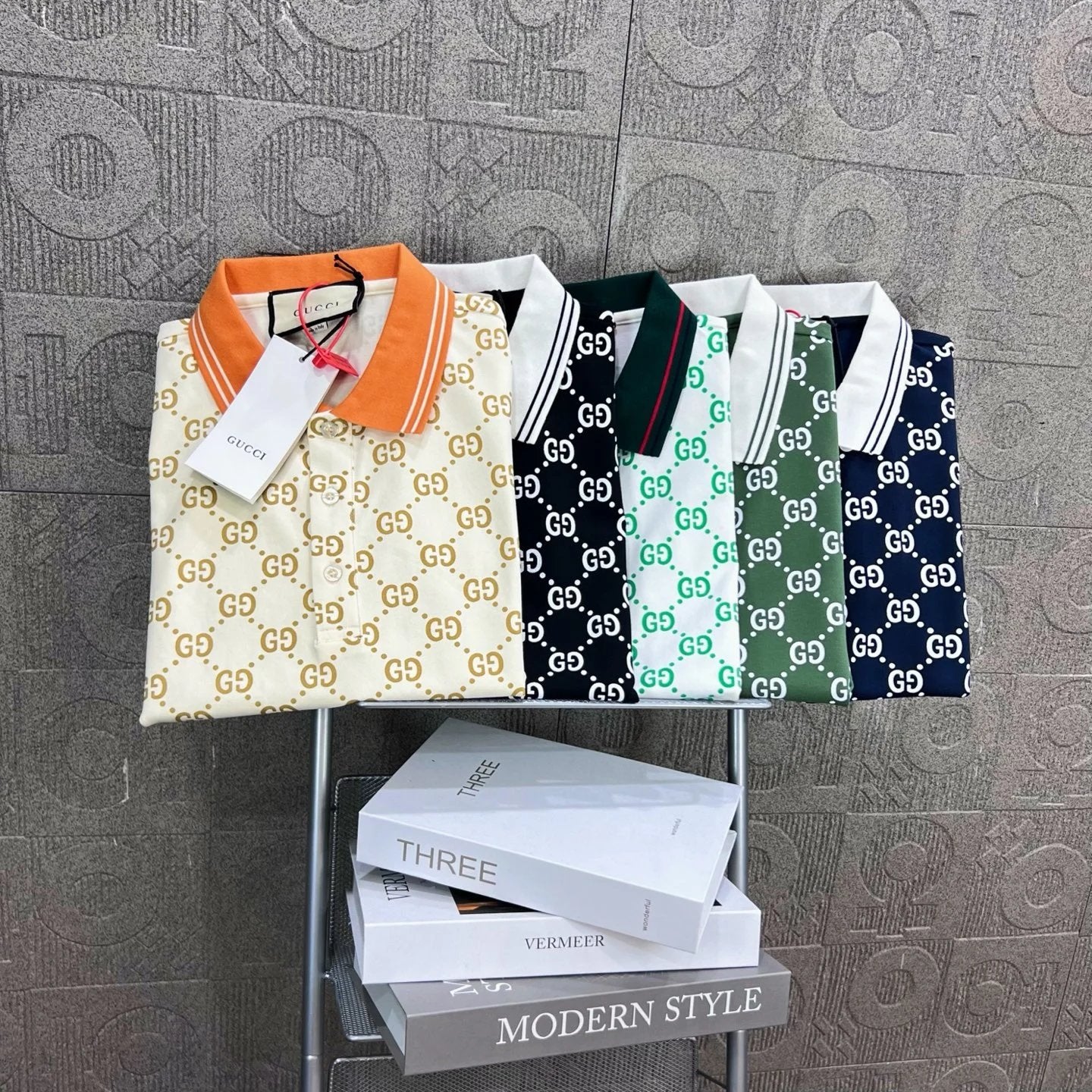Gucci T-shirt Full Bloom Double G Small LOGO Printing POLO Short Sleeve Turn-down Collar Shirt Unisex Summer Loose Fit T Business Commuter Short Sleeve Shirt Plus Size