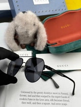 Gucci Sunglasses Sun ip Plated Sunglasses Slimming No Degree Sun Protection UV Men Women Couple Same Style Driving Beach Fishing25ss New Sports Casual Versatile