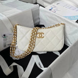 Chanel Women's Bag Top version 【Surrogate Shopping Version Original Leather】Season New24Cl/Small New Caviar Cowhide Double c Chain hobo Shoulder Bag Underarm Bag Color Chain Version hobo Bag AS4612AS4597