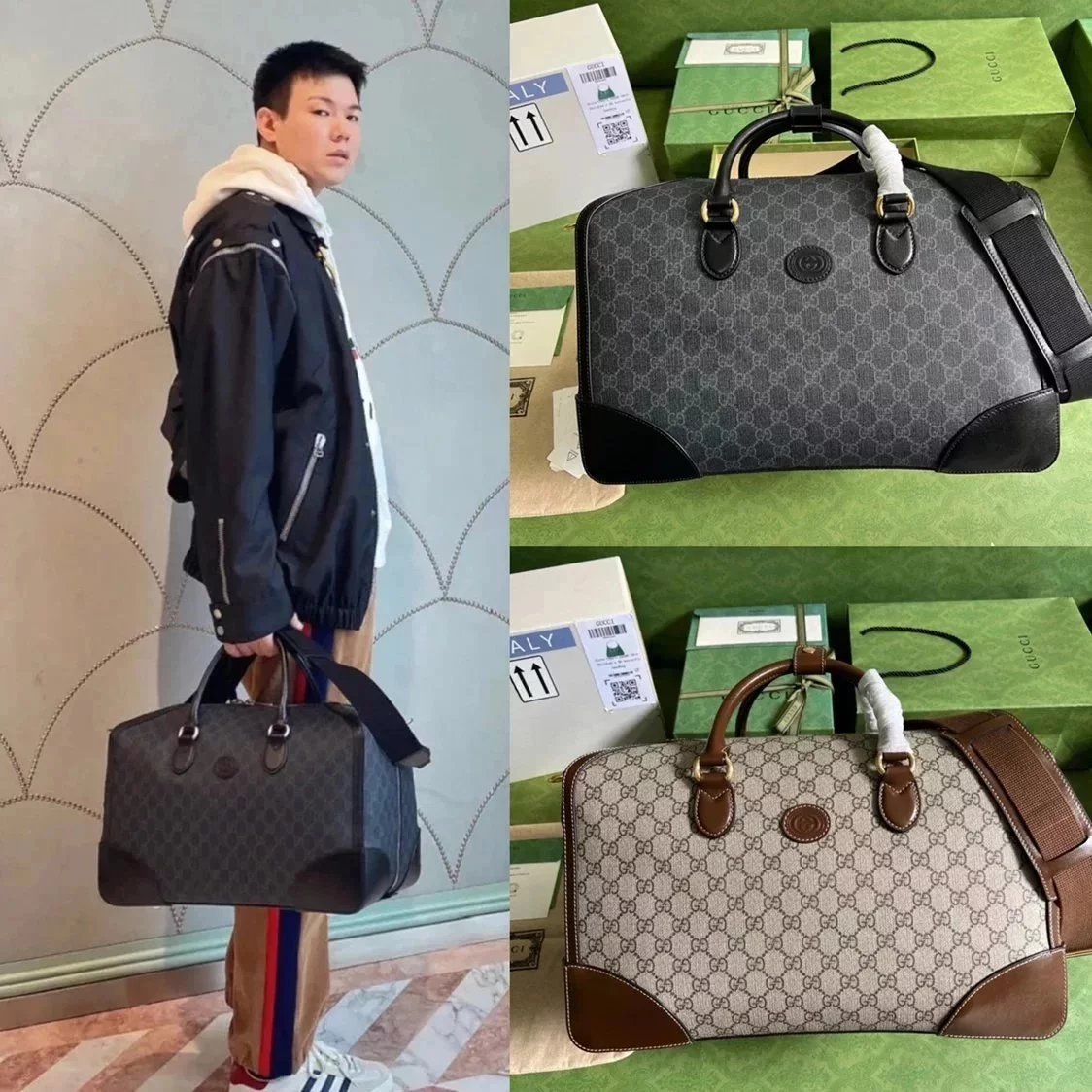 Gucci Tote Bag/Briefcase/Travel Bag Top version 【Super Original Leather】2023New Ophidia Brand New Fashion Series Travel Bag Brown Black Men and Women Same Style Travel Bag42cm Business Traveling Luggage Bag Gym Bag Large Capacity Handbag Business Bag Trav