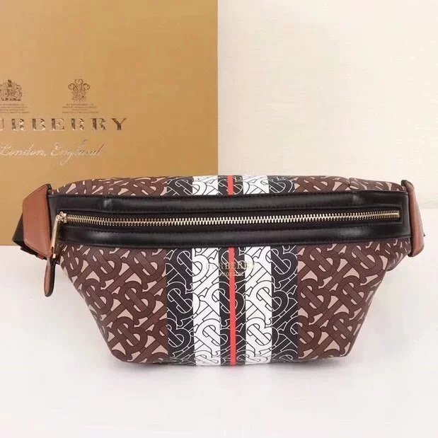 Burberry Women's Bag Top version Version Men's and Women's Bags80101441Black Medium Logo Letter logo Unisex Waist Bag Men's Crossbody Chest Bag Backpack Shoulder Bag Original Single Famous Brand Bag