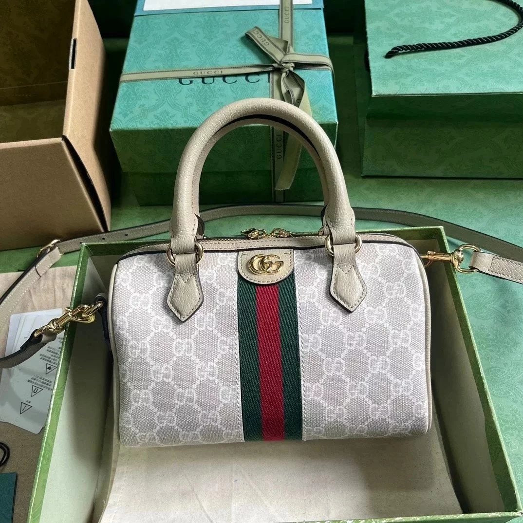 Gucci Women's Bag Top version 【**Original Factory】New Ophidia Series Boston Bag Mini Small Sized Handbag Messenger Bag Shoulder Bag Mini Bag Small Backpack772053，772061