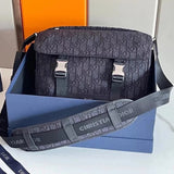 Dior Men's Bag Top version 2022New Original Order Oblique Printed Pattern Presbyopic Canvas Message Bag Shoulder Messenger Bag