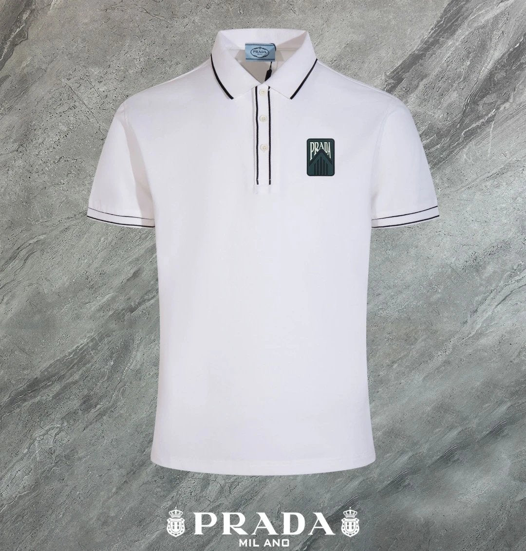PRADA T-shirt Chest Letters logo Patch POLO Shirt Lapel Short Sleeve25ss New Unisex Commuter Short Sleeve Summer Loose Fit T Business Shirt Plus Size T-Shirt