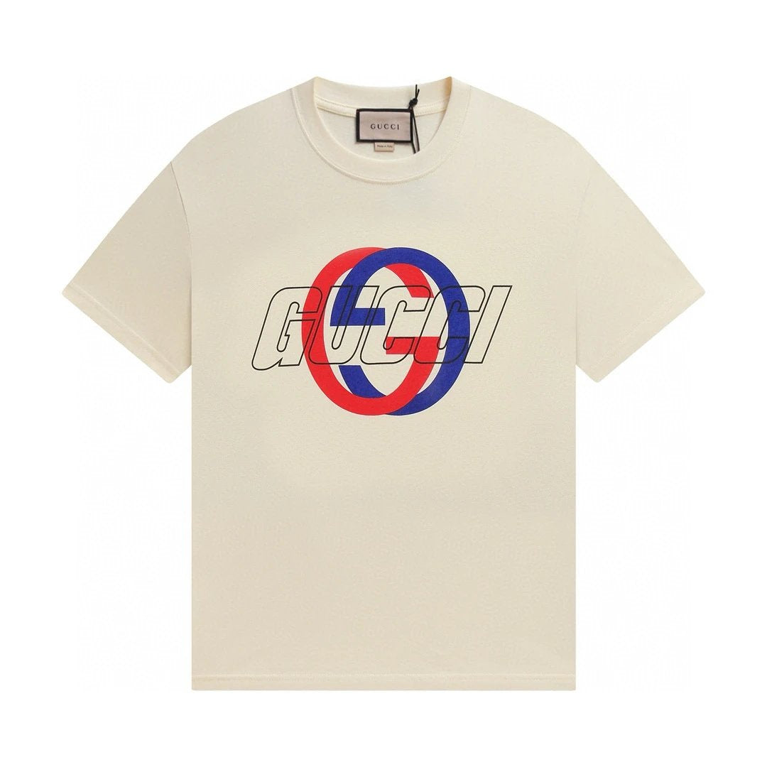 Gucci T-shirt Double-breasted G Interlocking Letter Print logo round Neck Short Sleeve25ss New Pure Cotton Unisex Style T T-shirt OS Loose Fit Base Shirt Half Sleeve T-Shirt Top Half Sleeve