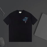 Gucci T-shirt Double-breasted G Snake Print logo round Neck Short Sleeve25ss New Pure Cotton Unisex Style T T-shirt OS Loose Fit Base Shirt Top Half Sleeve T-Shirt