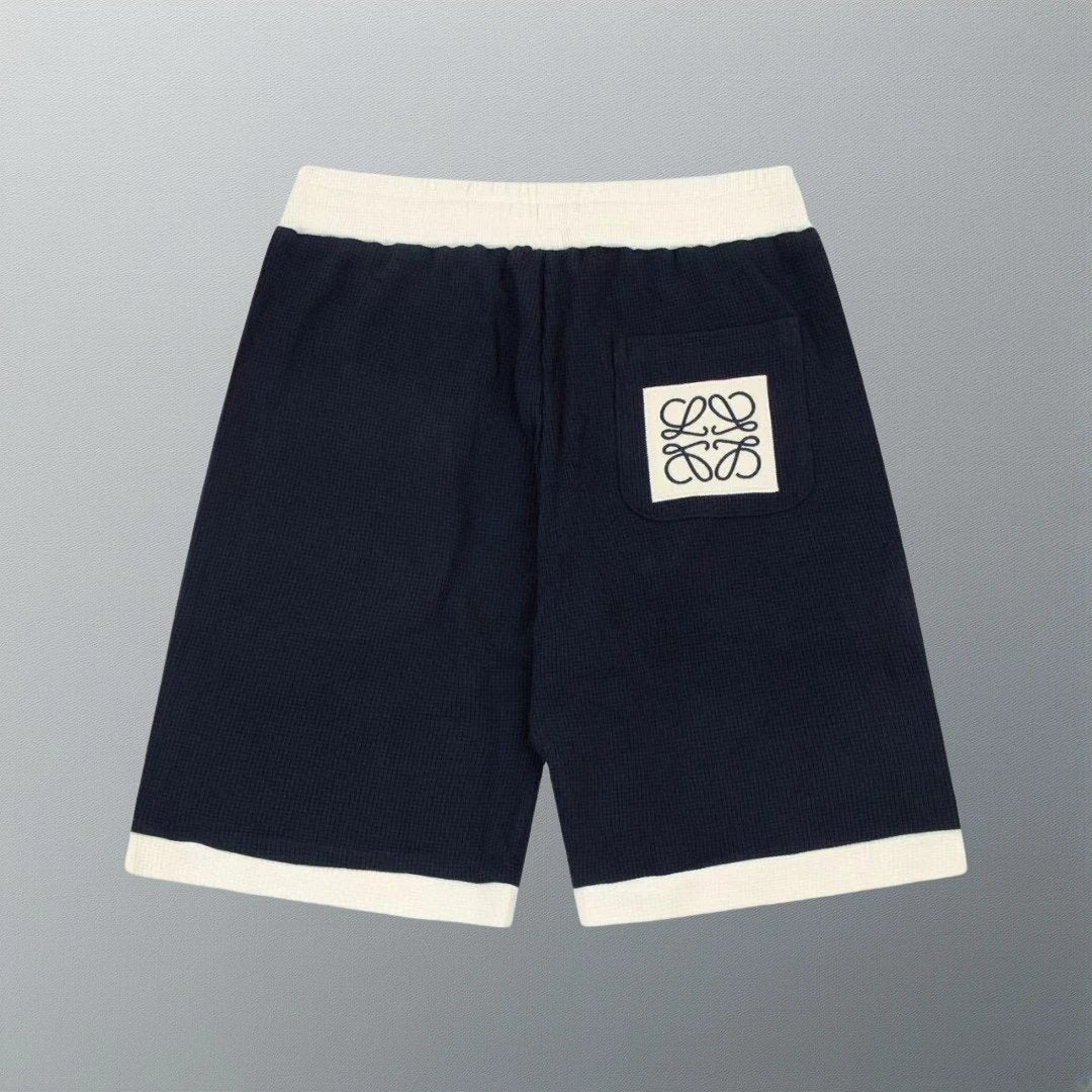 LOEWE Shorts Classic Waffle Pattern logo Embroidered Shorts Knee-Length Shorts25ss New Heavy Drawstring American Style Casual Summer Pants5Two-in-One Casual Sweatpants for Men and Women, Pure Cotton Joggers