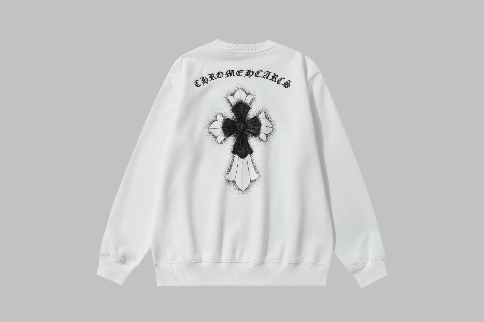 Chrome Hearts Hoodie Leather Label Fleece Lined Thickened Crewneck Sweatshirt Jacket OS Pullover Style B 100% Cotton Long Sleeve Unisex Loose Base Shirt Sports Casual Top