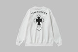 Chrome Hearts Hoodie Leather Label Fleece Lined Thickened Crewneck Sweatshirt Jacket OS Pullover Style B 100% Cotton Long Sleeve Unisex Loose Base Shirt Sports Casual Top