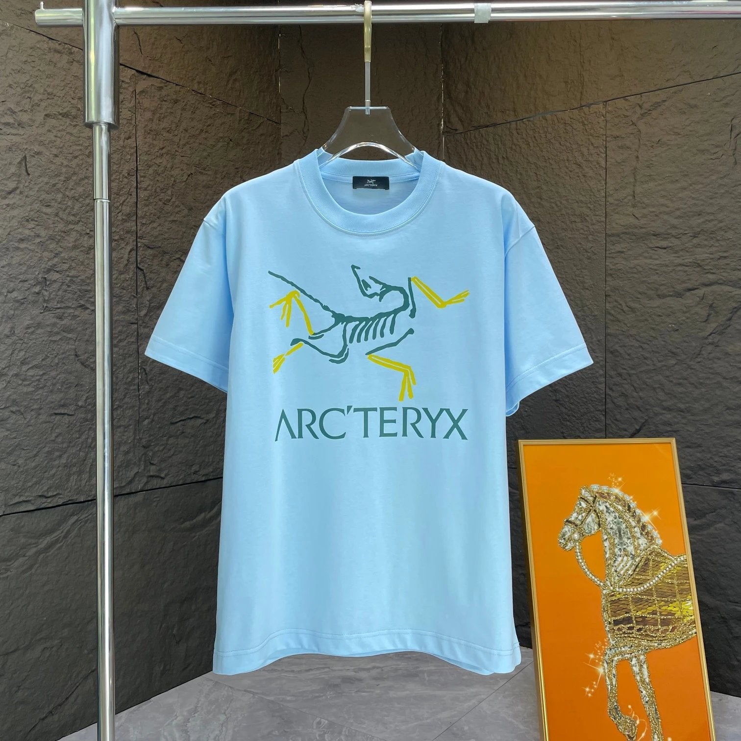 Arc'teryx T-shirt Chest Skeleton Pattern Print logo round Neck Short Sleeve25ss New Pure Cotton Unisex Style T T-shirt OS Loose Fit Base Shirt Top Half Sleeve T-Shirt