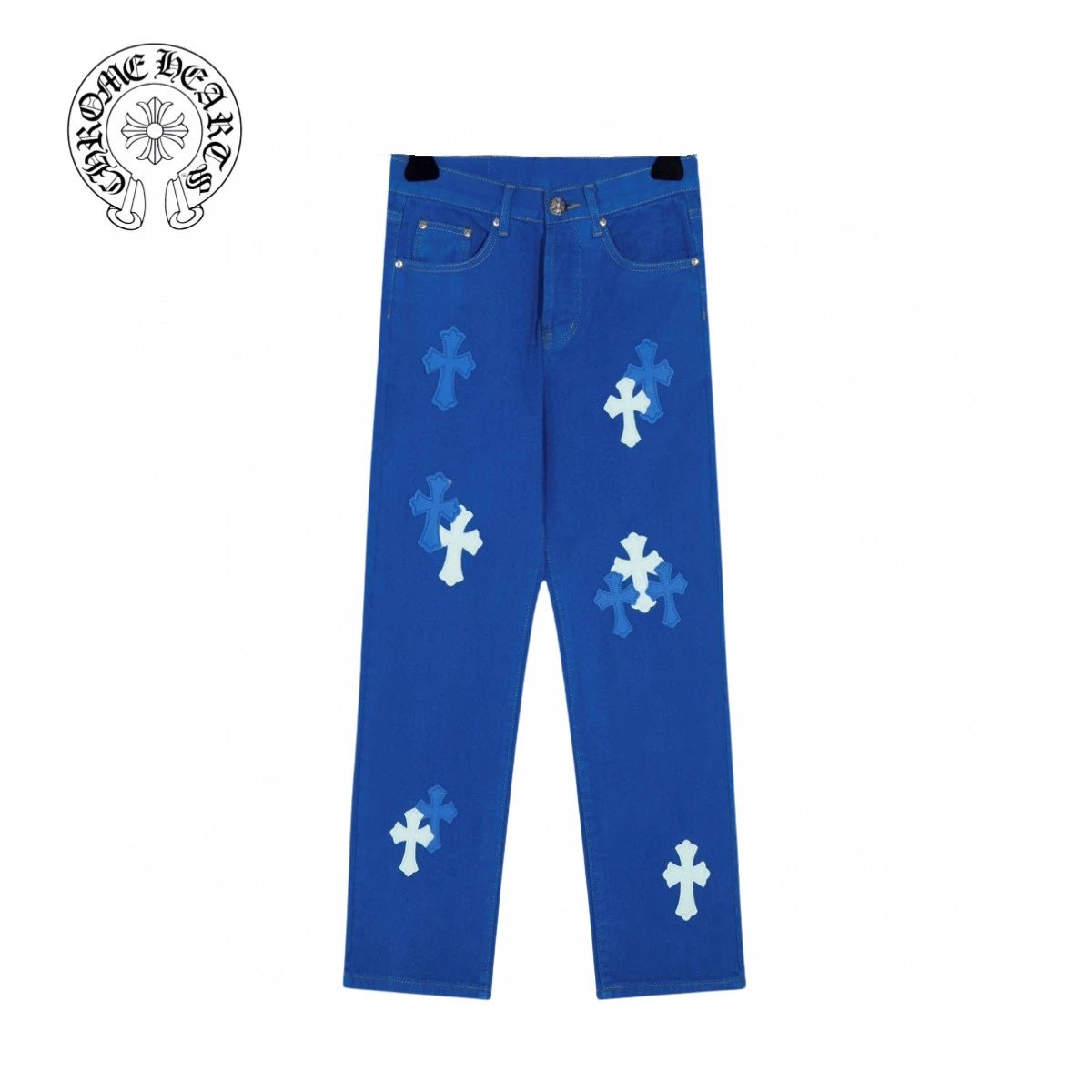 Chrome Hearts Jeans Veneer logo25ss Spring Summer New Straight Leg Jeans Unisex Slim Fit Long Pants Loose