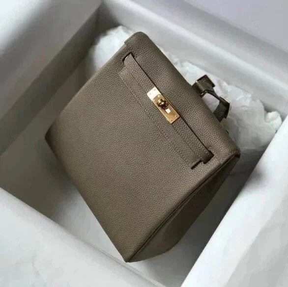 Hermes men's bag Top version 【Handmade】Herme Emma Classic Women's KellyAdo Backpack togo Leather Hand-Stitched Kelly Small Backpack22cm Shoulder Messenger Bag Portable Women's Bag Backpack Schoolbag