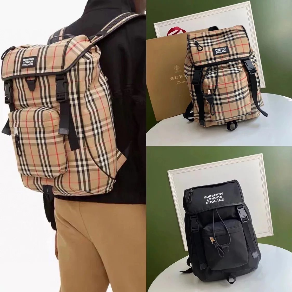 Burberry backpack Top version School Bag Men Women Unisex Backpack Backpack New Hiking Backpack Kingdom」Decoration Nevis Leisure All-Match Fashion Business Travel Bag