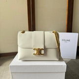 Celine women's bag Top version 【Super Original Leather High Version】24New Women's Bag VICTOIRE Handbag Iconic Metal TRIOMPHE Lock Arc De Triomphe Victory Bag victoire Chain Bag