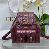 Dior Travel Bag Top version 【Surrogate Shopping Grade Original Leather Matching Leather】Synchronous Packaging24Autumn and Winter New Caro Backpack Rattan Plaid Women's Schoolbag Frog Backpack Women's Handbag Backpack mini Schoolbag Backpack Women's Bag