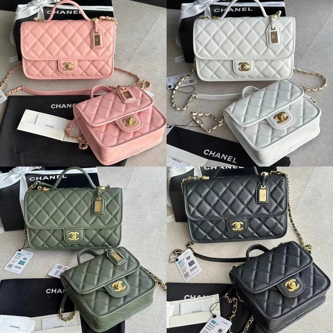 Chanel Women's Bag Top version 【Original Leather New High Version】Home New2022Autumn and Winter Lychee Pattern Cowhide Messenger Bag Square Bag Flap Bag Messenger Bag Home New Small Waste Bag Women's Messenger Bag Flap Bag